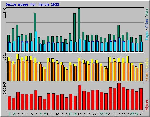 Daily usage for March 2025