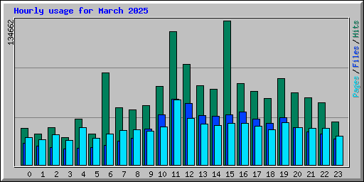 Hourly usage for March 2025