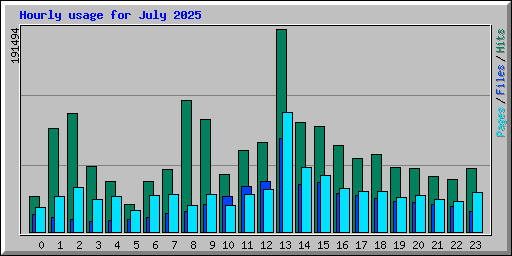 Hourly usage for July 2025